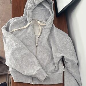 Calia Heather Gray Hoodie with Cream Drawstrings